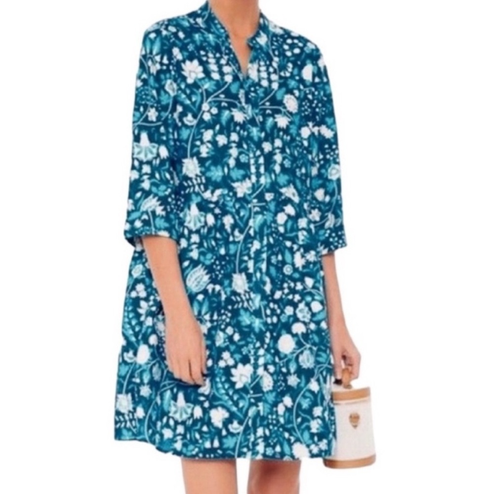 Tuckernuck Blue and White Floral Tiered Long-Sleeve Dress - Picture 2 of 11